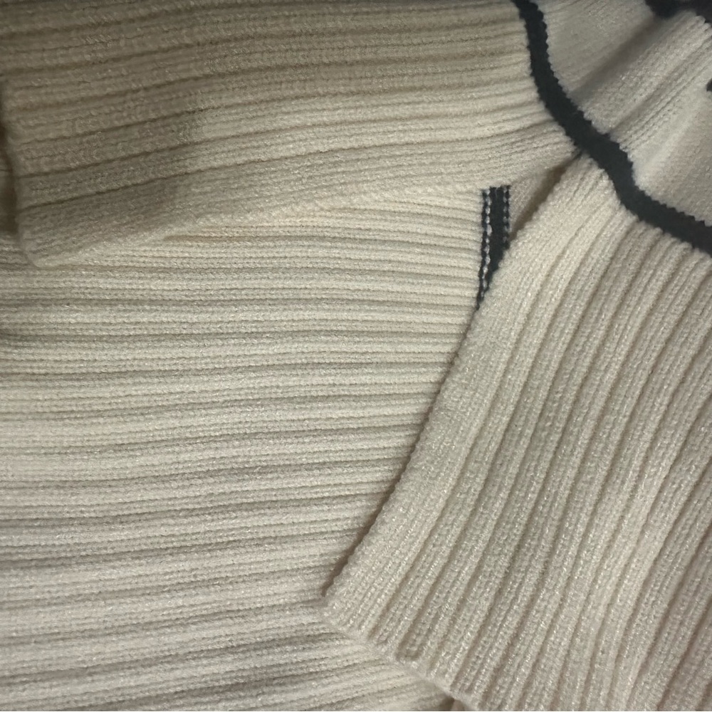 ZARA Nautical-Inspired Cream & Black Oversized Crew Neck Sweater/SIZE: Small - Picture 5 of 10